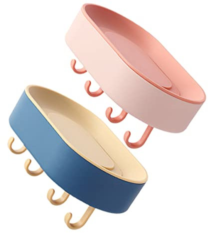 LIFKOME 2 Stücke Wand Haushalt Hängender Kleber mit Behälter Hause Kunststoff für Abflussschale Seife Küche Abtropfhaken Bohren Lagerregal Selbst Bar Gehäuse Badezimmer