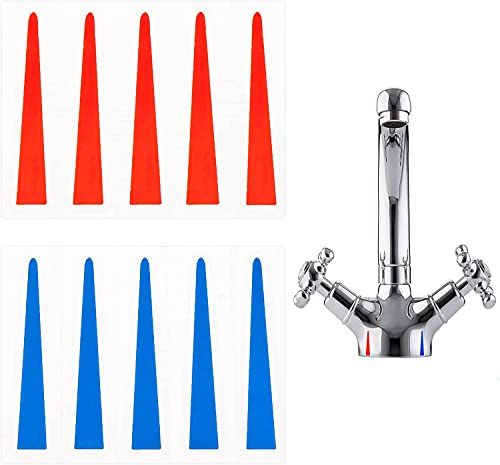 Danojo-Stick-A-TAP, Faucet Stickers, Hot and Cold Water Stickers - Kitchen Faucet Stickers - Black Vinyl Tap Faucet Transfer Stickers for Bathroom ((H & C - Triangle))