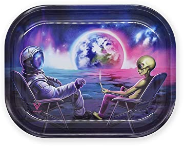 Smokerhontas Orbit Rolling Tray - Space Drehtablett/Weltraum Mischeschale/Bröselschale - 18 x 14 x 1,5 cm