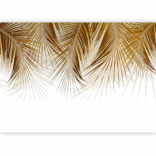 murando - Papier peint panoramique nature 350x256 cm - Revêtement mural décoration chambre salon - Design moderne - Vert blanc jaune - Tropical vacances nature feuilles palmiers b-A-10317-a-b