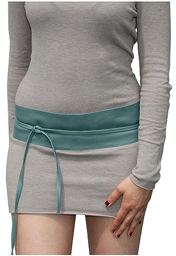 Best Emilie Damen Wickelgürtel in Lederoptik - vielen Farben - Hüftgürtel Taillengürtel Damen Gürtel - Einheitsgröße (Light Blue)
