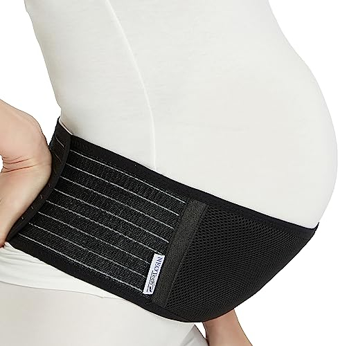 NEOtech Care Verstellbarer Umstandsbauchgurt - Leicht und atmungsaktiv - Stützband für schwangere Frauen (Schwarz, XL Größe)