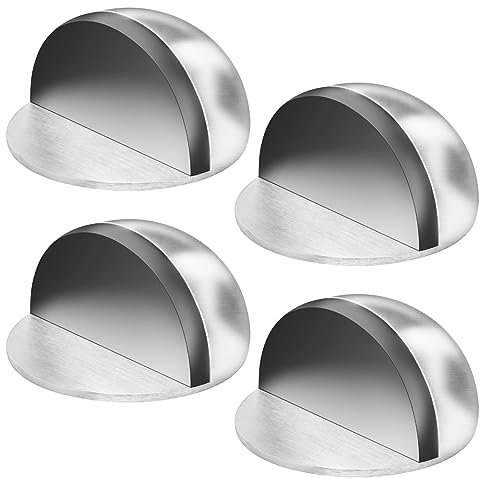 flintronic Floor Door Stoppers, 4PCS Stainless Steel Door Stops with Self-Adhesive Pads, Oval Floor Mounted Half Moon Self Adhesive Floor Door Stoppers, Wall Protector Door Catchfor Home Office, Patio