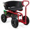 RELAX4LIFE Rollsitz, Fahrbarer Werkstattwagen mit Verstellbarem Drehsitz & Griff, Gartensitz mit Rückenlehne & Abnehmbarem Sitzkissen, Werkzeugwagen mit Ablage & Korb & Tasche