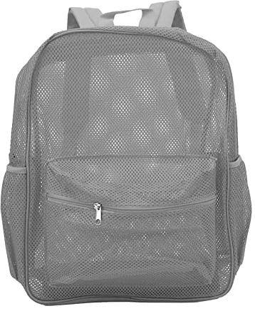 Netz-Rucksack, Leicht, Großes Fassungsvermögen, Waschbar, Durchsichtiger Rucksack, Netz-Büchertasche mit Bequem Gepolsterten Trägern für Schwimmen, Strand, Sport (Grau)