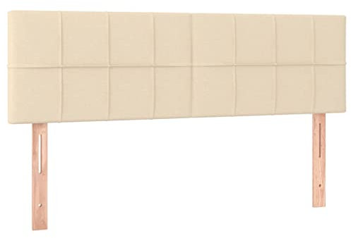 vidaXL Kopfteil 2 STK., Bettkopfteil mit Holzbeinen, Höhenverstellbar Polsterkopfteil für Bett, Betthaupt Bettzubehör Schlafzimmer, Creme 72x5x78/88cm Stoff