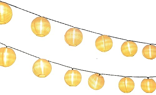 LQWELL® Solar Lichterkette Lampions Aussen, Solar Laternen 8M 30LED 2 Modi, Wasserdicht Solar Hängelampe Gartendeko Warmweiß für Balkon, Hochzeit, Hof, Party, Weihnachten Deko (2er)