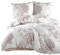 ZIRVEHOME Bettwäsche 200x220 weiß 3 teilig Set 100% Baumwolle bettbezug braun geblümt Kissenbezug 80x80 cm. Rohan V2