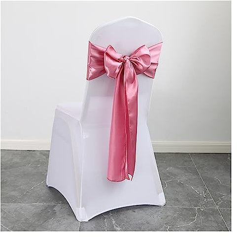 Housse de Chaise nœuds Rubans 50 pcs Satin Chaise Noeud Ceintures DIY De Mariage Intérieur Extérieur Chaise Arcs Ruban Papillon Cravates Fête Événement Hôtel Banquet Foire Décor (Color : Rose Gold)