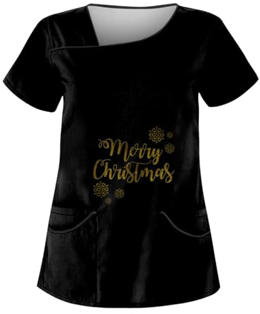 Saymany Kasack Damen, Medizinische Damen Arbeits Küche Damen Kasaks Altenpflege Damen, Berufsbe Pflege Damen, Arbeits & Uniformen T Weihnachten(3-Fluorescence Yellow,L)