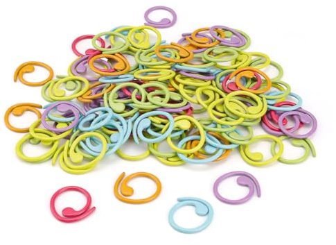 SPRHR 100 Stück Zinklegierung Maschenmarkierer Häkeln, 6 Farben Gemischt Ring Stitch Marker, Maschenmarkierer Stricken Geeignet zum Nähen, Stricken, Häkeln, Heimwerken