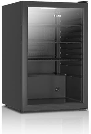 SVAN Frigorífico Refrigerador Horeca Negro SRH855500EN. Capacidad 115 Litros, Puerta Reversible, Bajo Nivel Sonoro, Eficiencia Energética Clase E