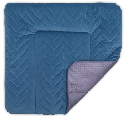 BONKY® Wickelauflage 75x72 cm - aus gestepptem Velvet - Wickelunterlage mit rutschfeste Unterseite - Baby Wickeltischauflage - Mega weich und angenehm - Made in EU - dunkelblau