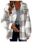 2024 Mode Veste Polaire A Carreaux Femme Chemise à Carreaux à Manches Longues Veste Oversized Surchemise Blouse Décontractée Overszie Mode Élégant Hiver Chaude Blouse avec Boutons Manteau Outerwear