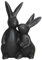 putzige originelle kuschelnde kleine Osterhasen aus Porzellan in schwarz matt als 2-er Figur