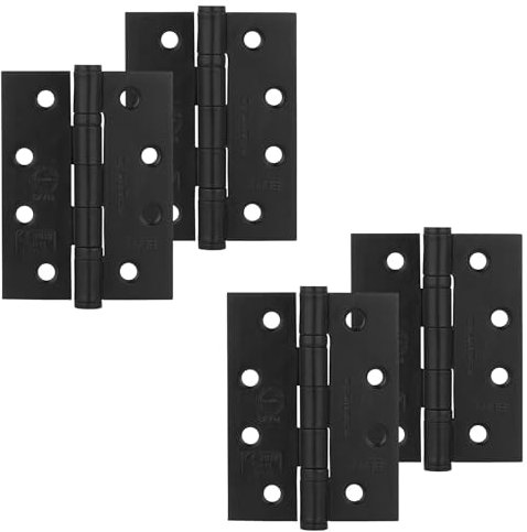 Decoranddecor Door Hinges Internal - Fire Rated - 4inc / 102mm - Ball Bearing - Steel - Matt Black - 2 Pairs
