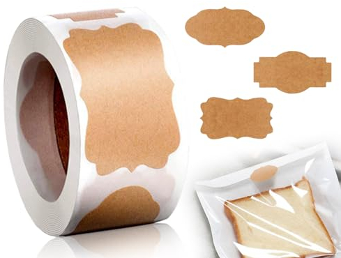 Lhbwhiz 250 Piezas Etiquetas Adhesivas para Etiquetar, Etiquetas Kraft Vacías Autoadhesivas, Etiquetas Adhesivas Irregulares, Letreros,Etiquetas, para Botellas de Frascos