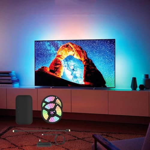 Tira luces LED Sync, RGB Sincronización de música de cambio de color de luz LED con Smart App / control de voz, TV LED luz de fondo con HDMI Sync Box, Iluminación Decoración del hogar ( Size : 90 )