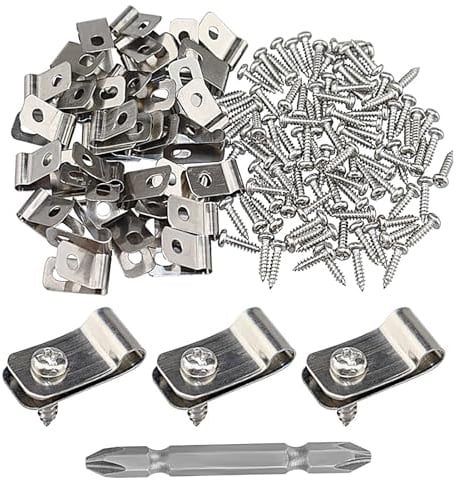 Wire Mesh Fence Bracket - Beatific Pack of 100 Stainless Steel Wire Clips with Screws, Used to Connect Wire Welding and Wire Mesh to Wood, Metal or Vinyl Fences and Wood Vinyl Fences.