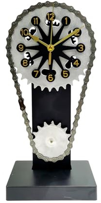 FIYSON Vintage-Zahnraduhr, Metal Rotierende Ganguhr, 3D Vintage Wanduhren, Echte Bewegliche Zeitkettenuhr, Kreative Zeitschaltuhr für Raumdekoration, Personalisierte Heimdekoration (Schwarz)