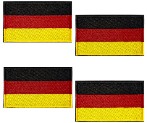 4 Stück Deutschland Patches Bügelflicken, Deutschland Flagge Aufnäher, Germany Flag Iron on Patch, Taktische Patches für Rucksäcke, Helme, taktische Westen, Jacken