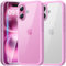 TAURI 3 in 1 for iPhone 16 Case with 2X HD Screen Protector, [Not-Yellowing] [15 FT Grade Protection] Shockproof Phone Case for iPhone 16 6.1 Inch - Pink