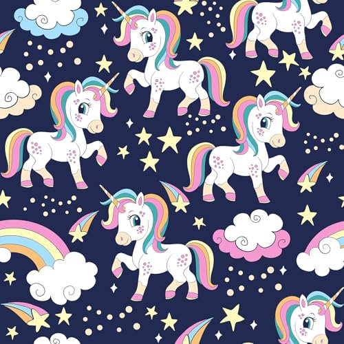 CHDITB Unicorn Self Adhesive Wallpaper, Rainbow Wall Stickers, Nursery Cartoon Decor (44x300cm) for Kids Bedroom, Peel and Stick for Girls Playroom