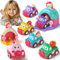 usrela Cartoon Baby Cars Toys for 1 2 3 Year Old Girl, First Birthday Gifts for Toddler Girl Toys Age 1-2, Pull Back Car Set with Projectile, 6PCS Car for 1 2 Year Old Girls