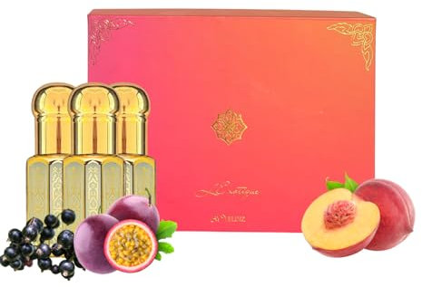 AY YELDIZ Musc intime -musc tahara, musc blanc fruité 3 x 6ml: Passion, Pêche et Cassis, irrésistible et addictif. Tenue longue durée. Senteur d'orient, Parfum de Dubai. Coffret 2+1 offert