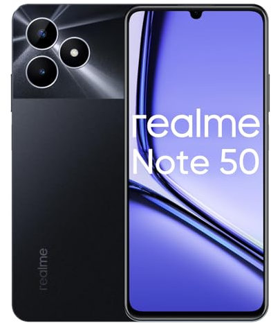 realme Note 50 Smartphone Android, Teléfono Móvil 4G Dual SIM, Pantalla LCD de 6,74,3GB RAM 64GB ROM, Batería 5000 mAh, Cámara de 13 MP con Inteligencia Artificial, sin Adaptador, Negro