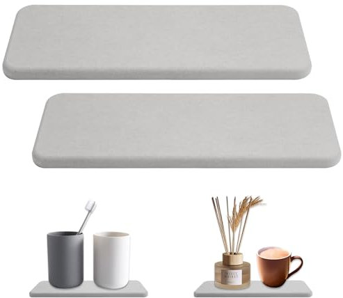 2 Stück Wasserabsorbierenden Kieselgur Untersetzer,22 x 8 CM Schnell trocknende Wasserabsorbierende Untersetzer Stein,Diatomit-Untersetze Wasserabsorbierendes Steintablett für Spüle,Handseife,Seife