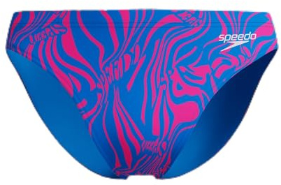 Speedo Men's Beachstar Printed 5cm Briefs | Statement Style | Flex Fabric | Beach Wear, RED, 32
