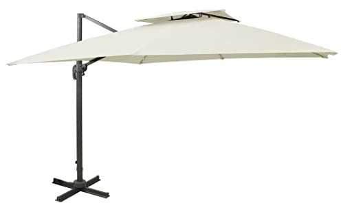 Somanki Ampelschirm mit Lüftung, Balkon Sonnenschirm, Marktschirm, Garten, Balkon Schirm, Sonnen Schirme, Balkonschirm, 300x300 cm Sandfarben