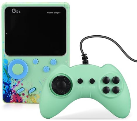 Console de jeu portable rétro avec écran de 3 – Plus de 500 jeux FC classiques, sortie TV et mode 2 joueurs – Mini système de jeu portable pour enfants et adultes (vert/bleu)