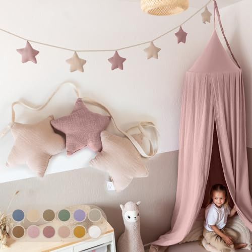 LILIMAUS Sternen Wimpelkette Stoff [in 12 Farben] Wimpelkette Kinderzimmer - 100% Baumwolle Handmade Girlande Stoff - Wimpelkette Musselin - Hausbett Deko Mädchen & Jungen - Girlande Deko Babyzimmer