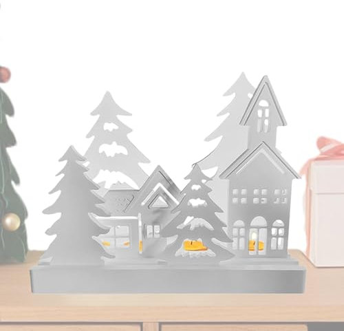 Lot de 7 moules en silicone en forme de village de Noël, moule en résine pour bougeoir de Noël, moule en plâtre avec base pour décoration de Noël