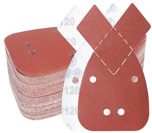 PMIQSA 100PCS 120 Grits Black and Decker Mouse Sander Paper 4 Hole Mouse Sanding Pads Detail Hand Sandpaper Sheets for Grinding and Polishing