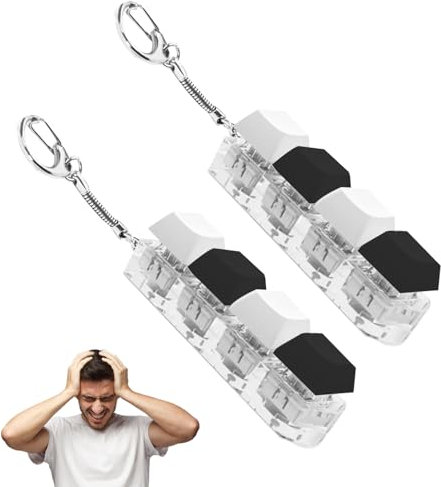 2PCS Keyboard Fidget Toy,4 Keys Keyboard Decompression Keychain Finger Keyboard Caps Toy for Office, School, Daily Life, And Travel to Relief Stress Pass the Time