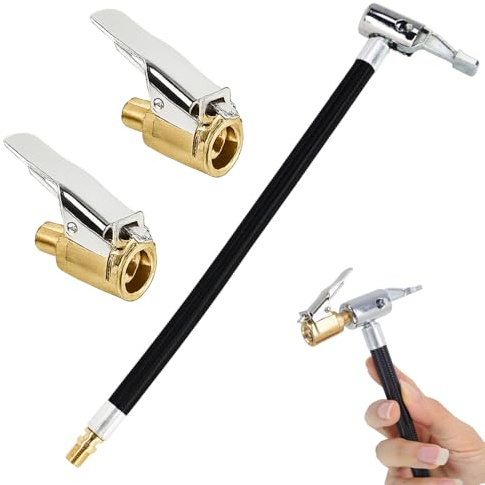 Tuwonwa Ventilverlängerung Set 20cm Reifenfüller Schlauch Mit 2X 8mm Autoventil Hebelstecker, Reifenfüllschlauch Adapter, Schlauchverlängerung Für Auto, Fahrrad, Motorrad, Kompressor & Luftpumpe