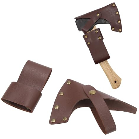Axe Sheath, PU Leather 55g Lightweight Hatchet Sheath Axe Head and Handle Cover Protector for Camping Outdoor Work Essentials, Brown