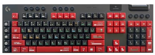 Kompatibel mit Logitech G813/G815/G913/G915 TKL RGB mechanischen Gaming-Tastaturen. Zweifarbige PBT-DIY-Tastenkappen(87 TKL,Red Black Chemical) | Zweifarbig geformtes Low-Profile-Set. Passend for G813/G815/G913/G915 TKL.(87 TKL,Red Black Chemical)