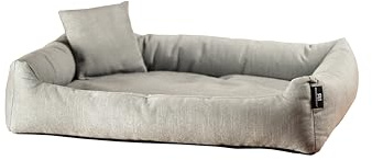 Rohrschneider Kuschelsofa für Hunde, Recycelter Polsterstoff, Grau oder Rosa, versch. Größen, Abnehmbarer Bezug, mit Innenkissen und Dekokissen, Antirutsch-Unterseite (Grau, L: 90x65x22cm)