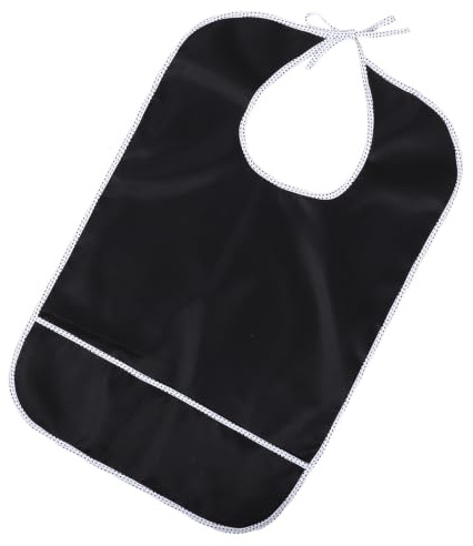 Bavoir Adulte Imperméable en Tissu Noir, Protection Repas | Récupérateur de Miettes, Usage en Restaurant Établissement, Réutilisable