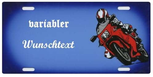 Nummernschild und Namensschild mit Motorrad Motiv selbst Personalisieren und gestalten Geschenkidee | Metallschild Aluminium-Schild Aluschild Kennzeichen-Schilder