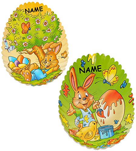 1 Stück Teller/Pappteller - süße Ostermotive - incl. Name - als Osternest oder Deko/Schale zum Essen - z.B: Osterhase, Ostereier, Osterteller - Müsl..