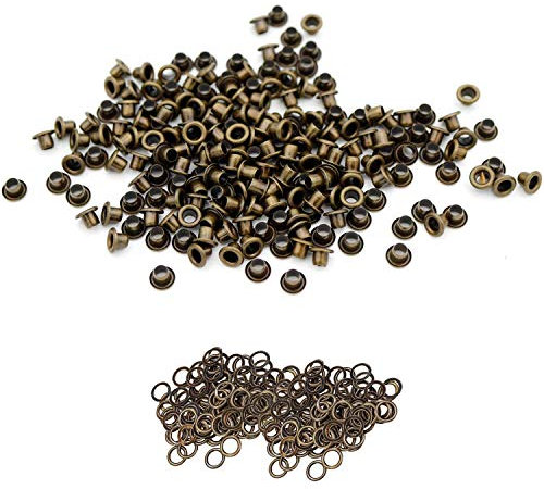 Trimming Shop 100 x 3mm Bronze Eyelets for Clothing and Leather Crafts - Grommets for Adding Ribbons, Lacing and Fabric in Art and Sewing Projects - Ideal for Bags, Scrapbooking, and Clothes Repair