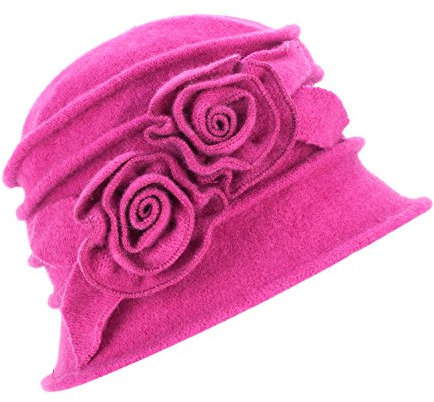 Chapeau vintage pour femme en cloche - Laine élégante - Par Lawliet - Rose - Taille Unique