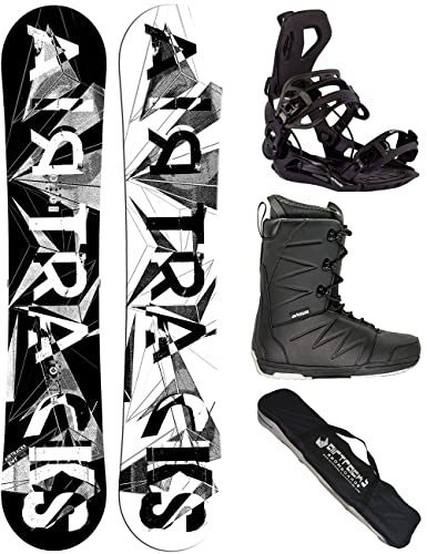 Airtracks Herren Snowboard Set Freestyle Freeride Board BWF Camber Wide 159 + Snowboard Bindung Master + Boots Star Black 46 + Sb Bag