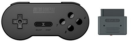 YIKESHU 8Bitdo Colore nero di SN30 Retro Controller con ricevitore per Super Nintendo originale (set nero)