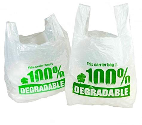 Sabco - White Vest Carrier Bags 100% Degradable - Large 11 x 17 x 21 - Eco Friendly Plastic Bags (100)